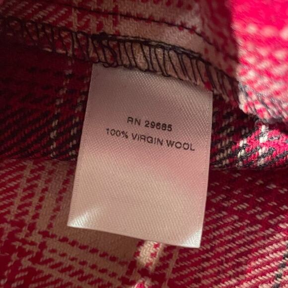 Vintage Pendleton P Large Wool Shirt Jacket | Red Black Plaid Virgin Wool NWOT - Picture 7 of 8